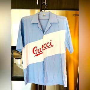 Gucci Blue and White Casual Button Down Shirt